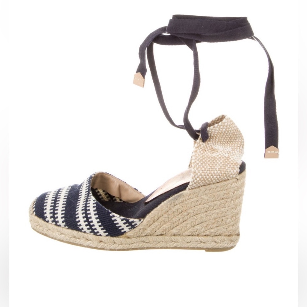 Castaner Navy and Beige Espadrille Wedge Sandals